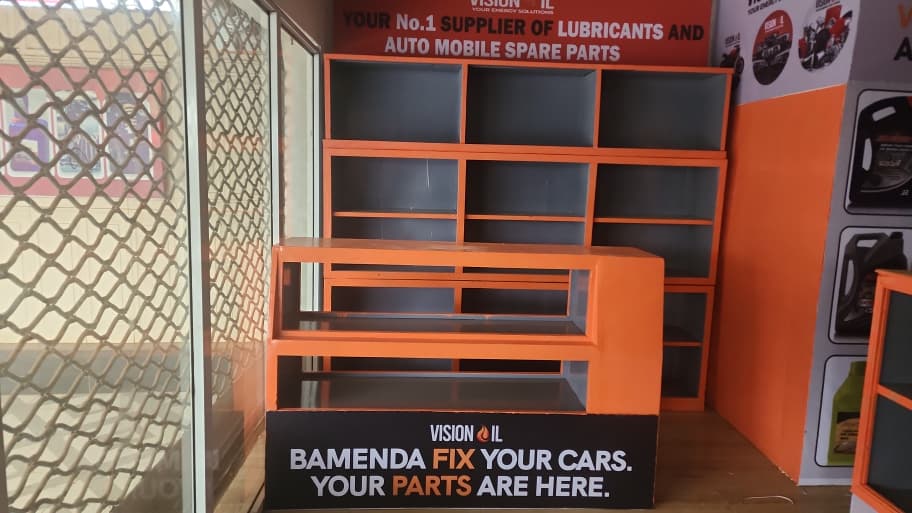 Vision Oil auto parts display — Bamenda