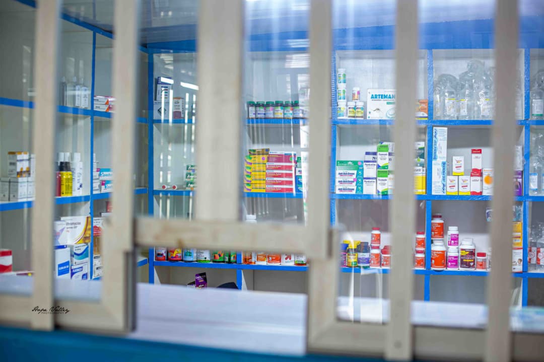 Pharmacy shelves stocked with medicines at Bethany Medical Center