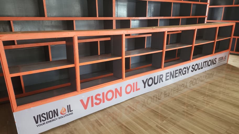 Vision Oil shop counter and shelving